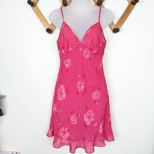 Avon Vintage Y2K 90s Floral Pink Chemise Slip Barbiecore Mini Dress